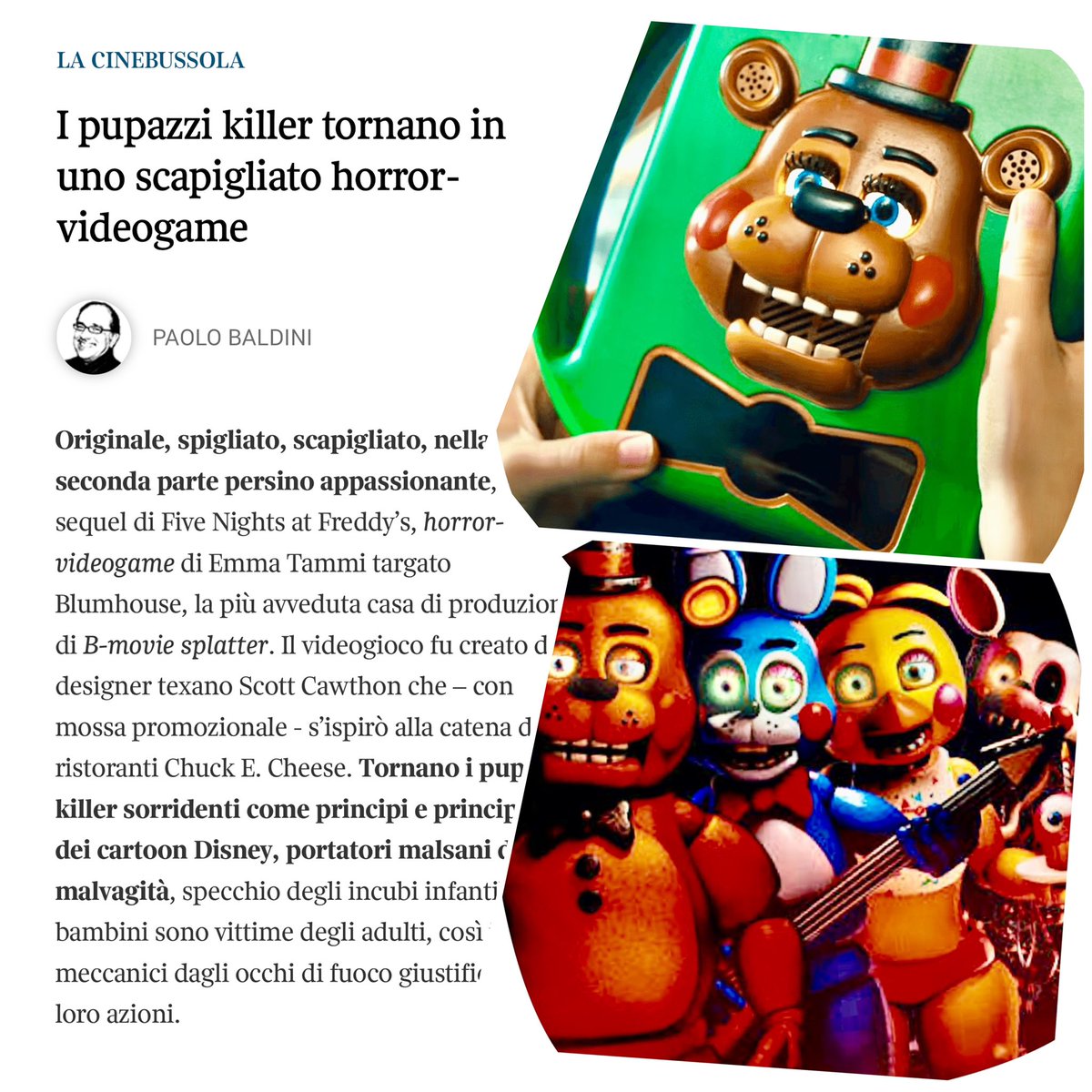 🔴🎞️🔴 #MarilynMagazine #MM <a href="/Corriere/">Corriere della Sera</a> <a href="/7Corriere/">7 Corriere</a> <a href="/pabaldini/">Paolo Baldini</a> 🎞️🌍 #FIVENIGHTSATFREDDYS2 di #EmmaTammi (Usa, 2025, 105’, <a href="/UniversalPicsIt/">Universal Pictures</a> ) con #ElizabethLail 🫵📪 voto: 3+ su 5 🔜🔜🔜 leggi il post completo su #dDigitalEdition #Rassegna e nella #CINEBUSSOLA 🎞️🎵