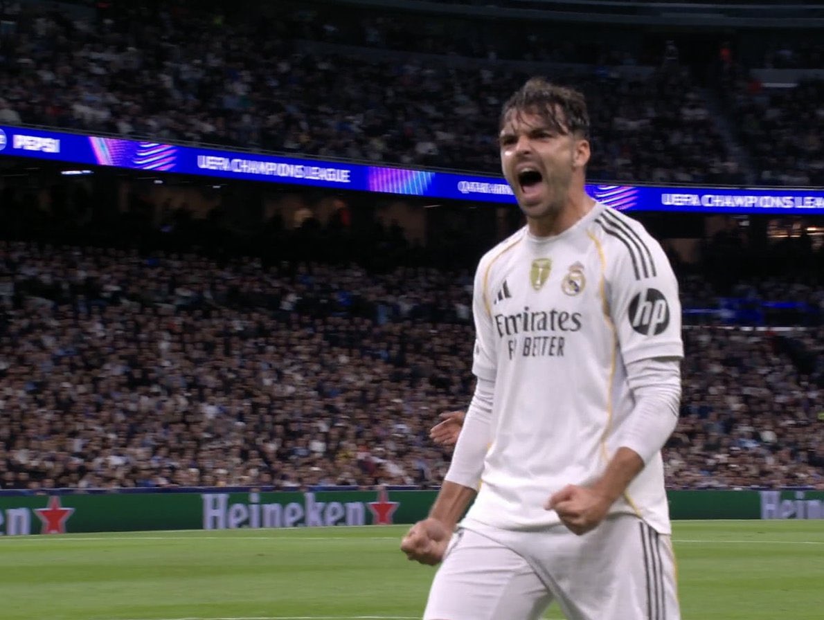 theberneese's tweet photo. Raúl Asencio was celebrating after clearing the ball for a corner… 15 seconds later, Real Madrid conceded😂 https://t.co/s6TXyMM2NR