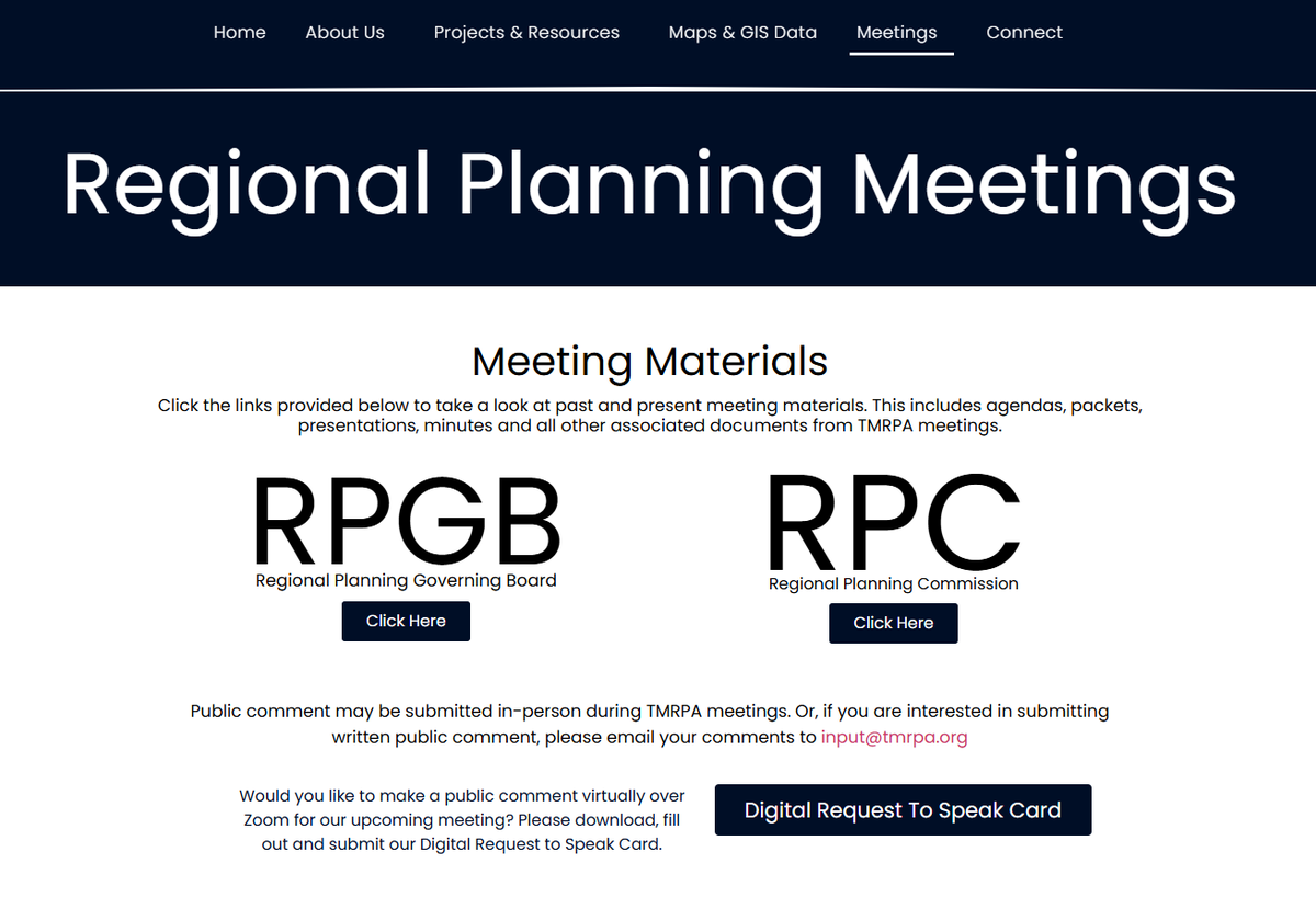 📅 Our 2026 meeting schedules are now live! 
Check dates for the Regional Planning Commission &amp; Governing Board, plus agendas &amp; materials here: tmrpa.org/meetings/

Join us as we tackle regional energy, housing, infrastructure &amp; more, your participation matters!