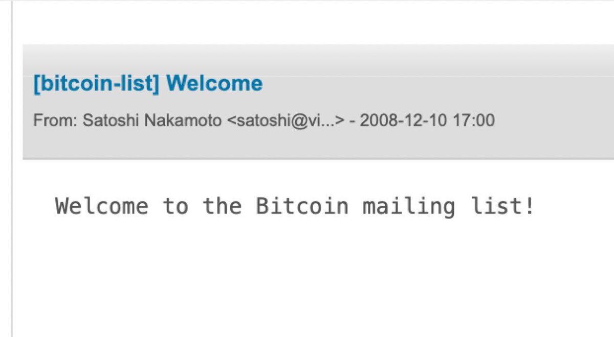 BITCOIN HISTORY: Satoshi Nakamoto launched the Bitcoin mailing list exactly 17 years ago today 🟧