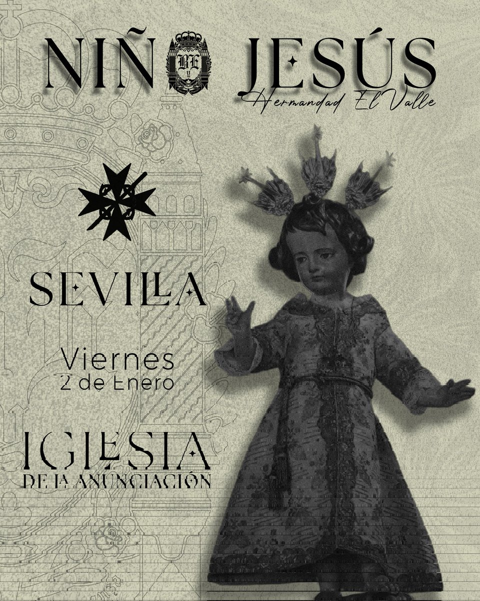 📅El próximo Viernes 2 de Enero llegaremos hasta la Iglesia de la Anunciación para acompañar a la @hdad_elvalle en la tradicional salida procesional del Niño Jesús.