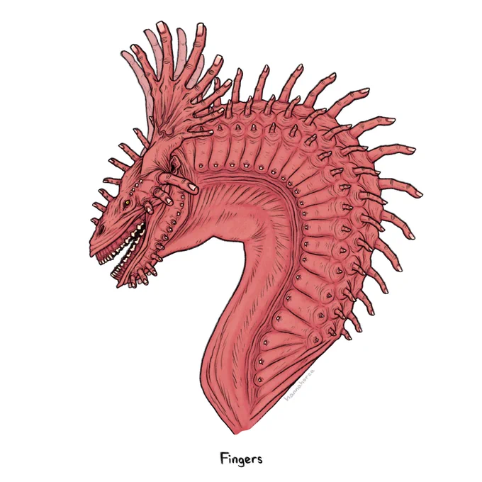 The next "dragon mutation" is fingers This one was really fun, I want to make more body horror dragons