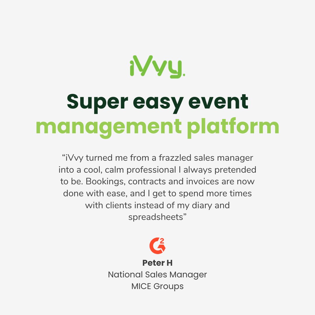 iVvySoftware's tweet photo. iVvy helps sales managers work with clarity, respond faster, and stay focused on clients instead of admin. 

#eventmanagement #venuemanagement #events #venues #hospitalitytech https://t.co/SeXpxKkwJD