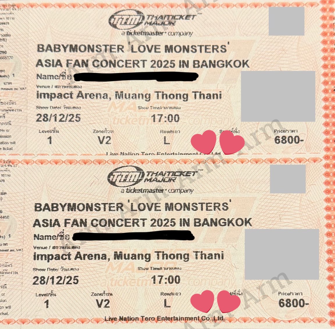 PIMFrameMim's tweet image. ปล่อยบัตรBABYMONSTER LOVE MONSTERS
ASIA FAN CONCERT 2025 IN BANGKOK

วันที่28
Zone V2 แถวL มี2ใบ
ราคาหน้าบัตร6800฿ +มีค่ากดนิดหน่อยครับ
+มีใบมอบอำนาจให้ครับ

สนใจสอบถาม DM คับบ
#ตลาดนัดเบม่อน
#ตลาดนัดbabymonster
#ASIA_FANCONCERT 
#LOVE_MONSTERS
