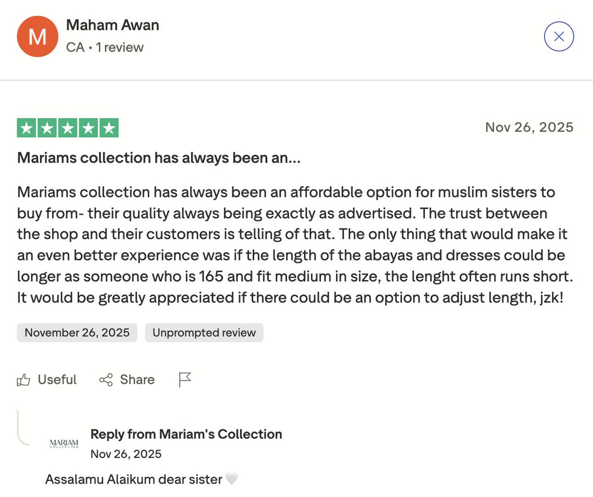 ModestFashion_'s tweet image. Your review truly warmed our hearts, sis 🤍
May Allah reward you for your kindness.

#SistersSupportSisters #ModestCommunity #IslamicLifestyle #HijabiLove #hijab #abaya