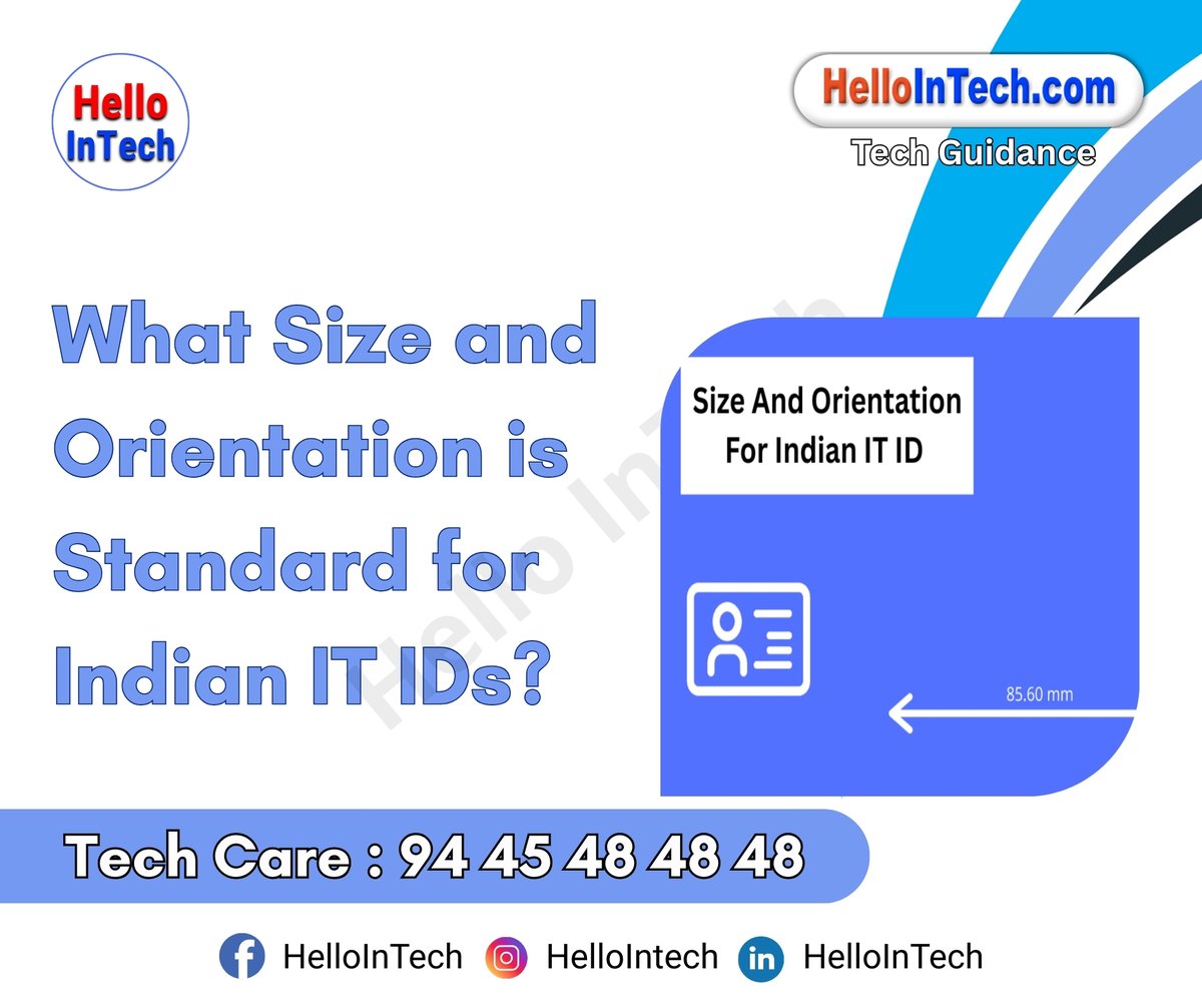 HelloIntec13514's tweet photo. What size and orientation is standard for Indian IT IDs?
If you would like more information, please visit the page.
https://t.co/SqpxmdmQf7
#indianitid #idcardsize #idcardorientation #itidstandards #idcarddesign #indianit #idcarddimensions #techidentity #professionalid https://t.co/uZIO7eTxQV