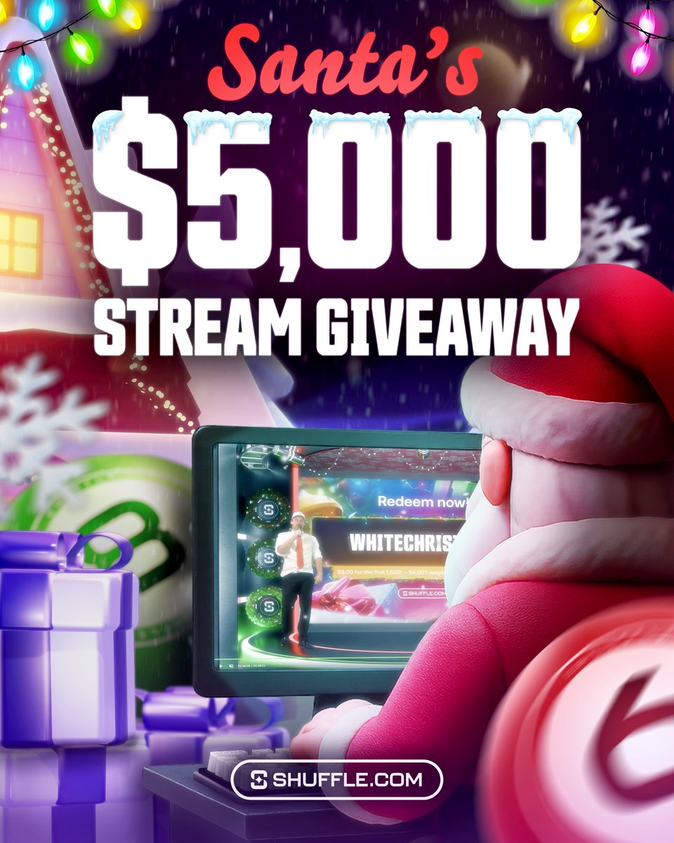 shufflecom's tweet image. Santa’s $5,000 Stream Giveaway 🎅

If you're lucky, Santa might pull your name from his $5,000 Bonus Buy Sack!

💸 How to enter: 
- Drop your username &amp;amp; favourite slot below
- Follow @shufflecom &amp;amp; have your PFP set
- Follow Kick.com/shufflecom and you MUST be in the SHFL…