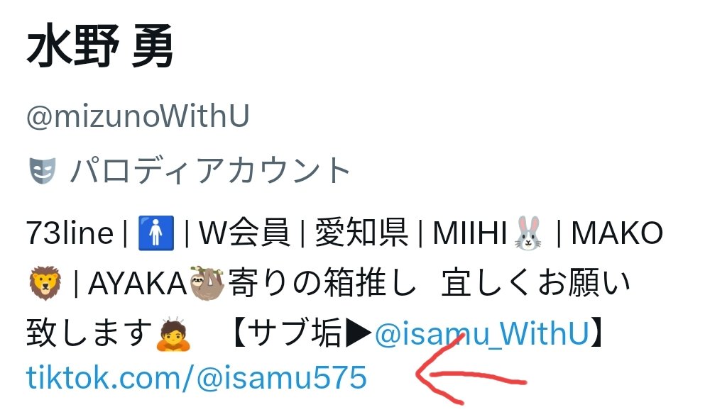 私のプロフィーの矢印の所ですがTikTokのタグ並びに私のアカウントを