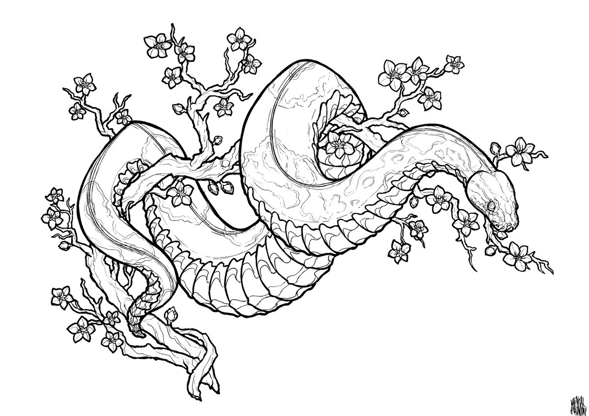 MentalFoundry's tweet image. Ball Python on Cherry Blossom artwork by me
#ballpython #cherryblossom #tattoodesign