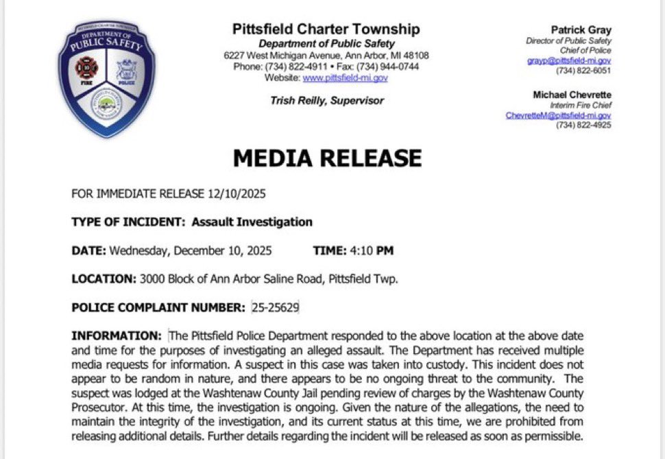 jessithebuckeye's tweet image. Media release for Sherrone Moore arrest.
No further details.