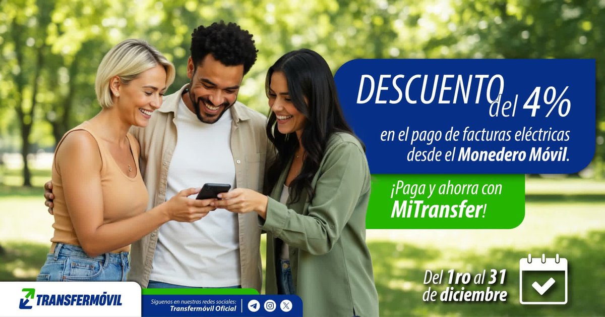 👉 Descuento todo el mes de DICIEMBRE ‼️
✨ Si utilizas Monedero #MiTransfer 👌
No lo has creado ?? 😳
Regístrate ya en #Transfermóvil 😉

#EtecsaTeAcompaña 
<a href="/MiguelASurezSa2/">Miguel A. Suárez Sabina</a> 
<a href="/ire/">ire 🔥</a>