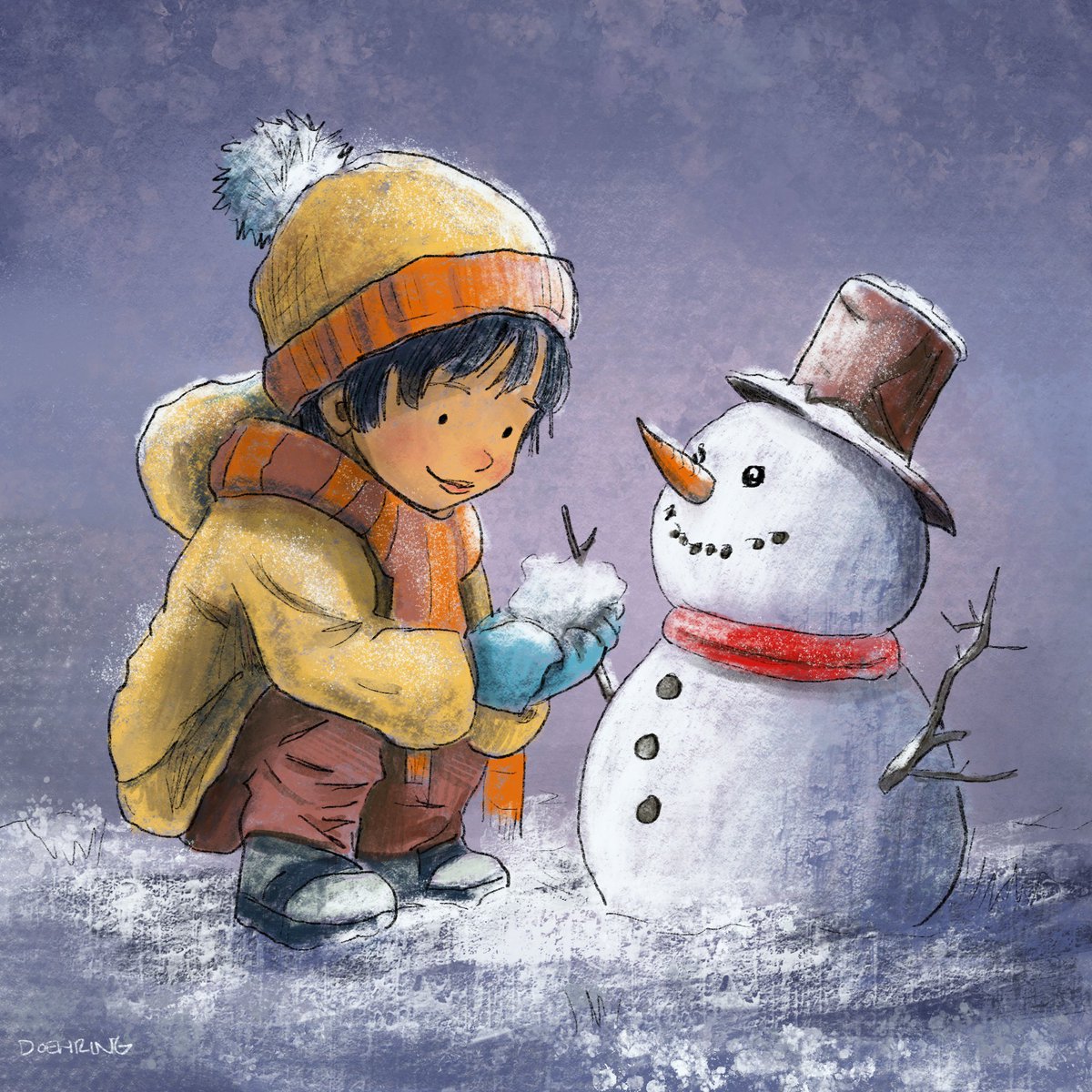 jendoehring's tweet photo. Building a snowman ⛄️ 

#kidlit #kidlitart #picturebooks #illustration https://t.co/9ROZfeN63w