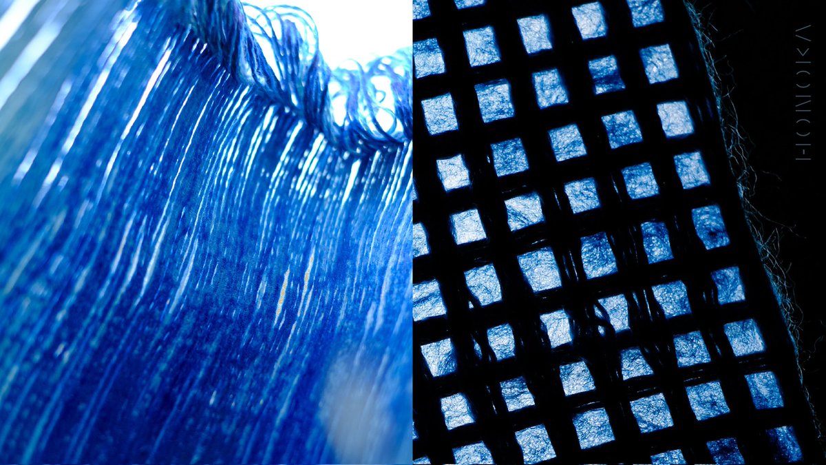 honoka_lab's tweet photo. String_Surface_Solidでは、繊維が持つ「線・面・塊」の表情を再構築しています。

Surface「面」のご紹介です。
織りや編みに囚われない方法で、糸を寄せ集め面を構成する研究。目的に応じた強度や意匠を生み出すための技術を探求しています。Surfaceカテゴリーからは２つプロトタイプを紹介します。 https://t.co/VKejIzrXTA