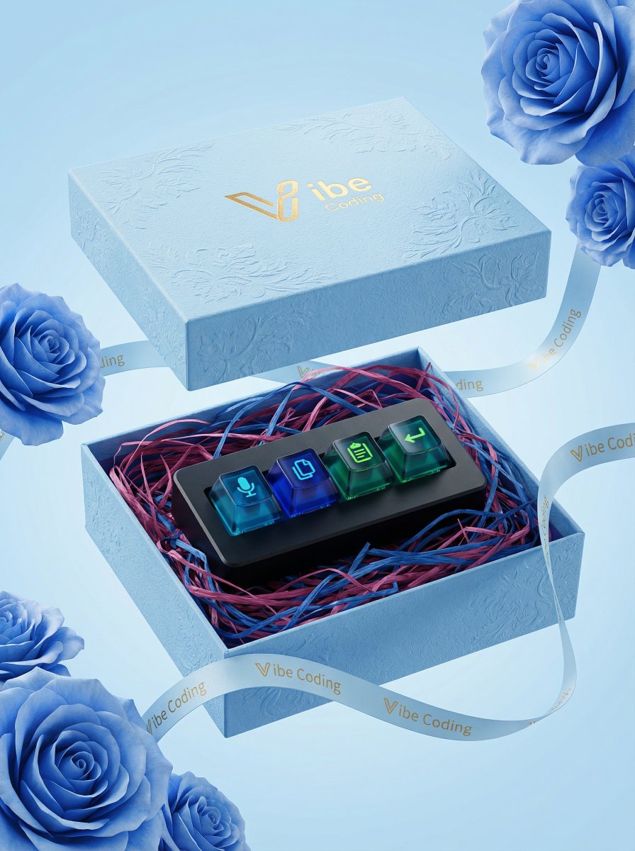 Se creó un teclado diseñado específicamente para Vibe Coding.
Tiene un conjunto de micrófonos incorporado y solo cuatr