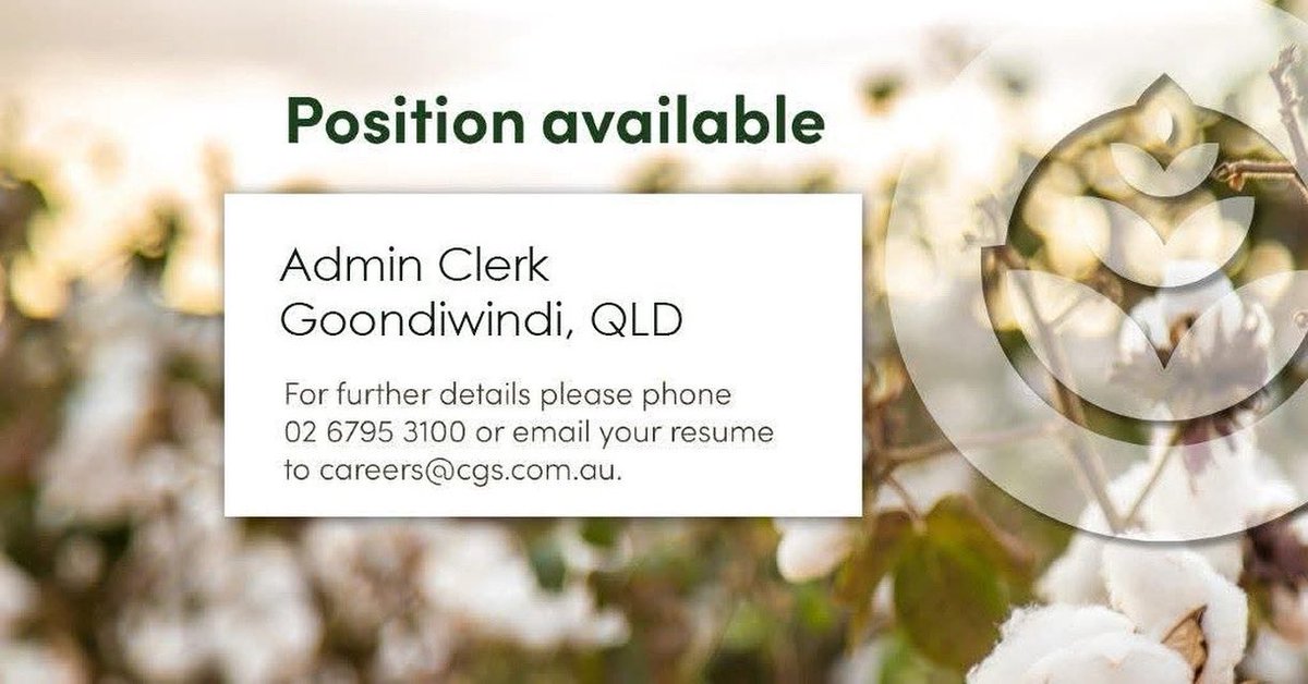 CGS currently has on offer a full time Administration Clerk position at our Goondiwindi QLD branch.

We are looking for someone with strong clerical experience, good communication skills and computer literacy.

For further details please call our Head Office on 02 6795 3100, or