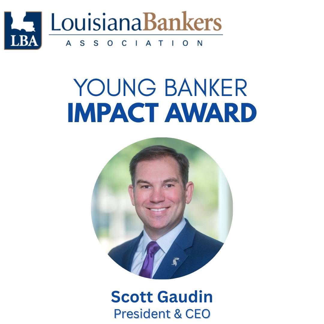 _CurrencyBank's tweet photo. We’re proud to congratulate Scott Gaudin, President &amp; CEO of Currency Bank, on being named the Louisiana Bankers Association Young Banker Impact Award recipient.

Join us in congratulating Scott on this achievement! 

#CurrencyBank  #BankLocal #LouisianaBankersAssociation https://t.co/QBuzB6k2D9