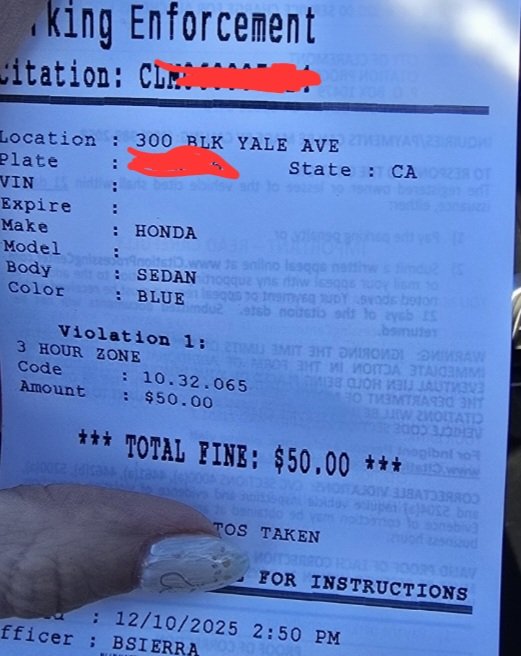 imnikky's tweet photo. I hope ppl stop coming to your town @CityofClaremont. Your parking enforcement is outrageous. 3hr parking, you chalked my car at 1148, im back IN my car by 3pm. Because I was getting my hair done and spending money in YOUR TOWN. helping YOUR small businesses. Its an EMPTY LOT. https://t.co/tmSd4DeT7m