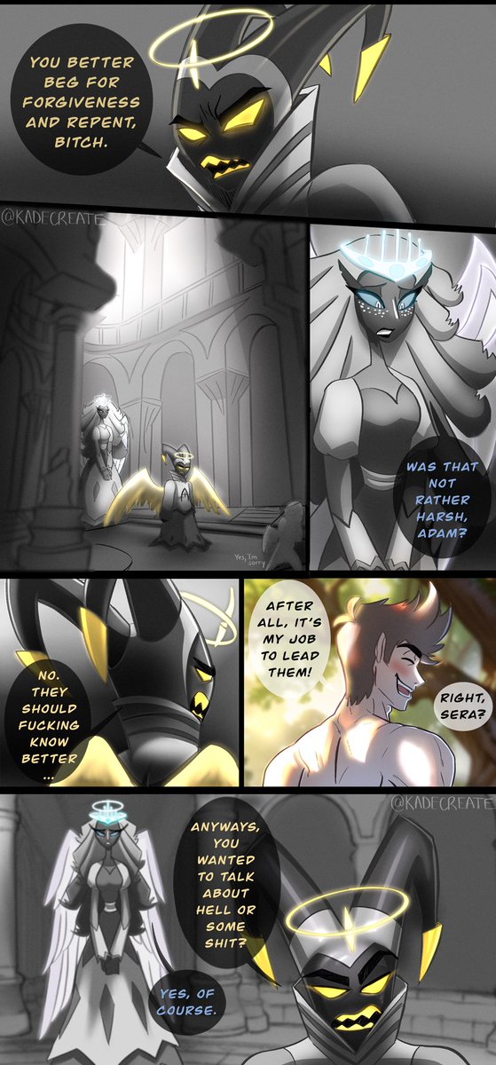Discontented 
-x-
He will always expect better from them…

As an archangel Adam is one of Sera’s confessors for the winners that may begin to dip into sin. His methods are a bit more… apathetic to what they once could have been.

#hazbinhotel #hazbinhoteladam #hazbinhotelsera