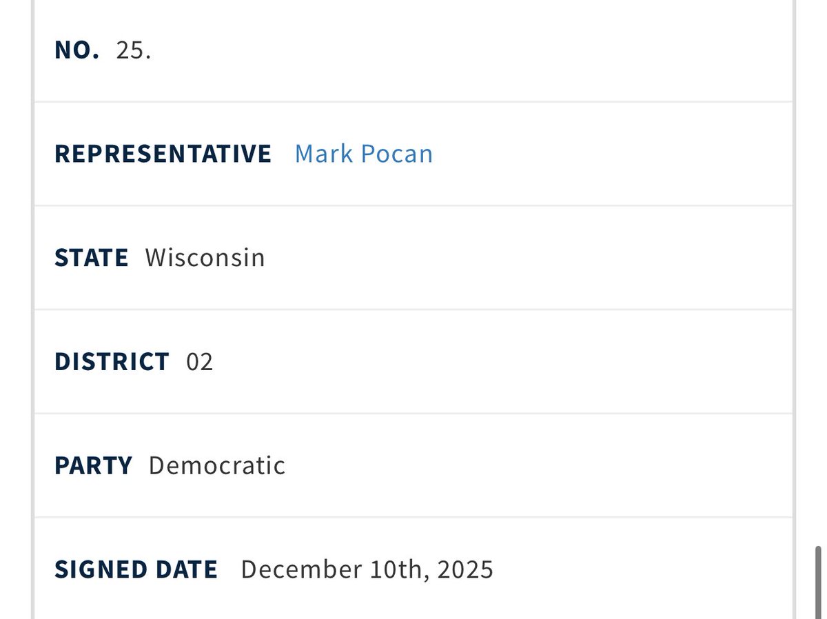 .<a href="/RepMarkPocan/">Rep. Mark Pocan</a> has officially signed the discharge petition to ban insider trading! Thank you Rep. Pocan!