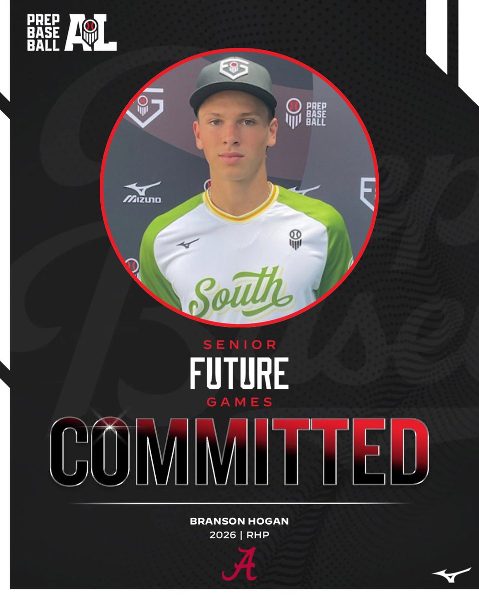 PrepBaseballAL's tweet image. ‘26 RHP Branson Hogan (@Branson_Hogan33; @OMHS_Baseball) has committed to @AlabamaBSB.

Hogan becomes the 11th Alabama member from #TeamSouth to commit from the 2025 Senior Future Games. #PBSFG25

📋 2026 BOARD: loom.ly/xknUeFE
👤 PROFILE: tinyurl.com/4bpmmnsy