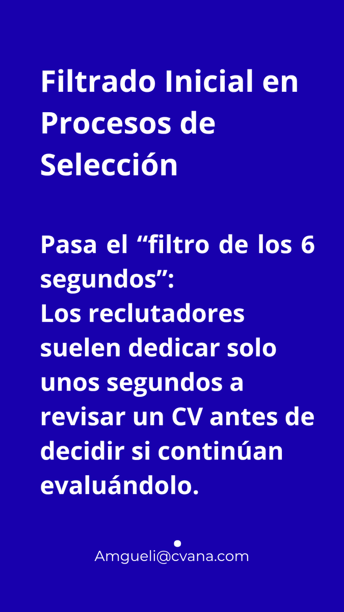 Consultoracvana's tweet photo. Tu CV pasa el filtro de los 6 segundos? https://t.co/WSCx4kIMss