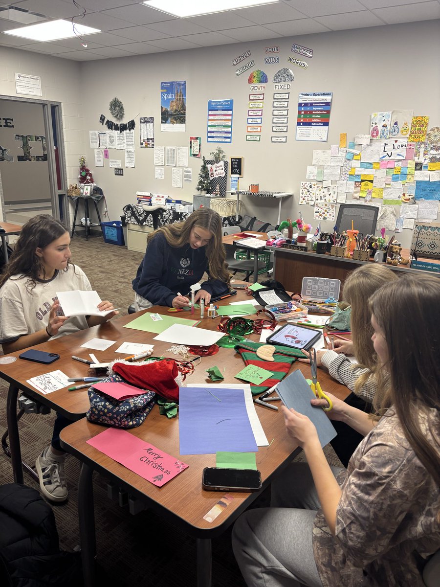 GHSLadyHoops's tweet photo. Very proud of our team for making over 70 Holiday cards and delivering them to Miller’s Merry Manor this afternoon.  Upon delivery, our girls sang Christmas Carols to the residents throughout hallways and rooms.  #TOUGH https://t.co/ID6aIth8qO