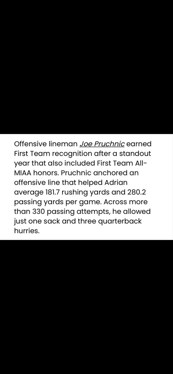 MPruchnic's tweet photo. @jpruch_5 @AdrianCollegeFB @DakotaFootball Bulls hard work keeps paying off! First team All Region 💪💪 https://t.co/4AZrDVhZX4