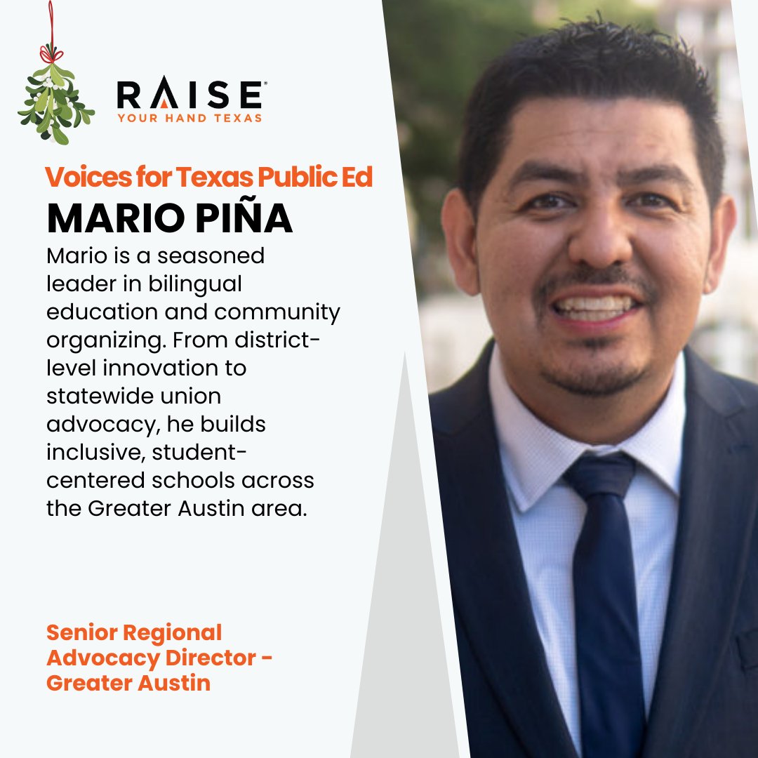 Over the next few weeks, we are featuring our incredible Regional Advocacy Directors and sharing their public education advocacy journey. ⭐ For the second day of our 13 Days of Regional Advocacy Directors, we want to highlight Mario Piña! 

As a seasoned leader in bilingual