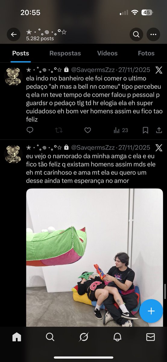 OMG EU SOU MUITO FELIZ, saber que estou numa relação onde as pessoas enxergam como estou feliz, como me tratam bem, é muito gratificante. Eu ainda não o namoro, mas com certeza é a melhor relação amorosa que já tive, e amo a giju tbm, a pessoa mais incrível que já conheci