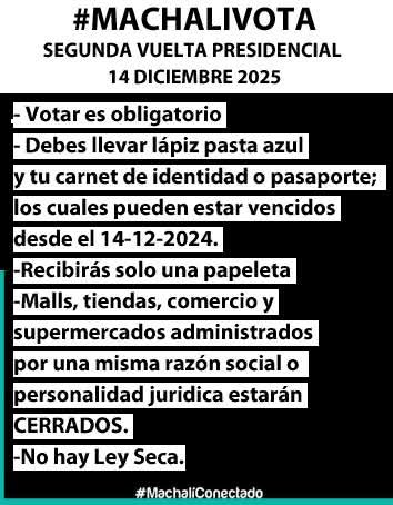 Lo que debes  saber de las elecciones de este domingo 14 de diciembre donde podrás votar entre las 08:00 a 18:00hrs. Machali machaliconectado.cl
#machali