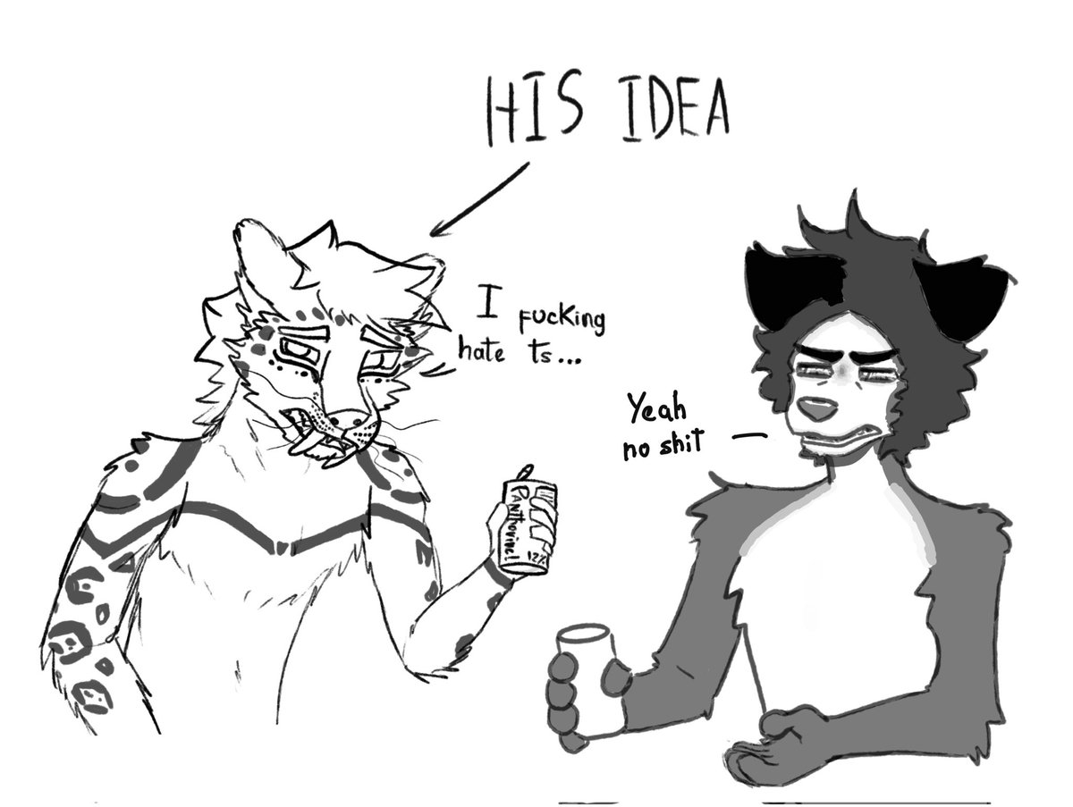 Tayskald's tweet image. Stupid cat HATES the taste of alcohol (but drinks it anyway just to get drunk)

Silly sketch with @dimathly
