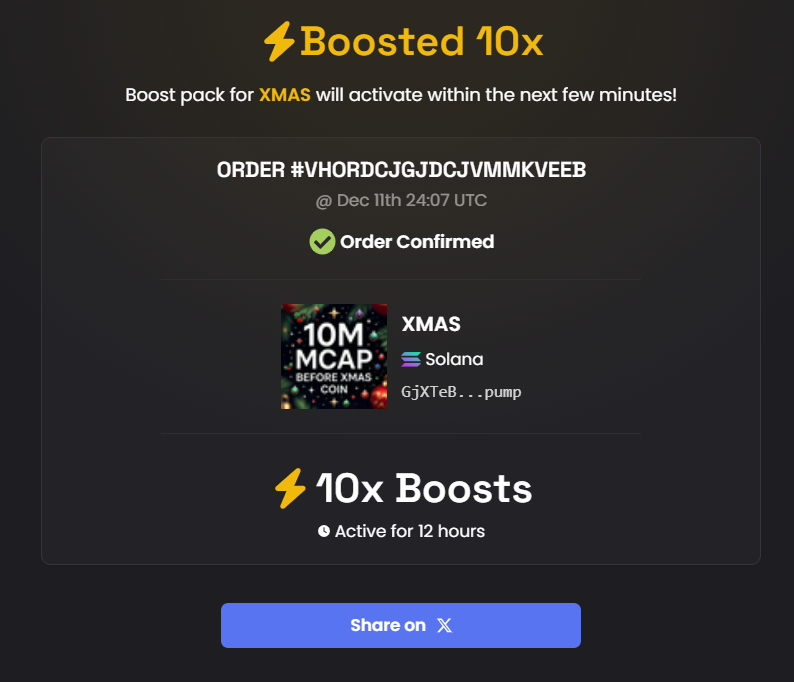 10x boost paid for 10M MCAP before $XMAS 

dexscreener.com/solana/3pkatmy…