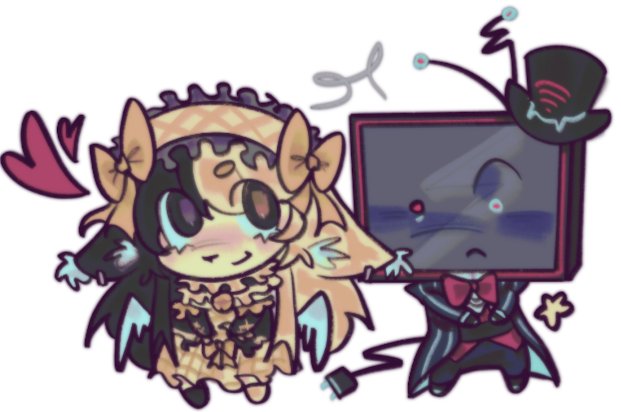 Mothbunnie's tweet photo. Commissioned Circuitguts on TT ($10). 
#yumetwt #yumeship #yumeshiptwt #vox #HazbinHotelVox #HazbinHotel #Commission #shipart https://t.co/O4IuDlI5Br
