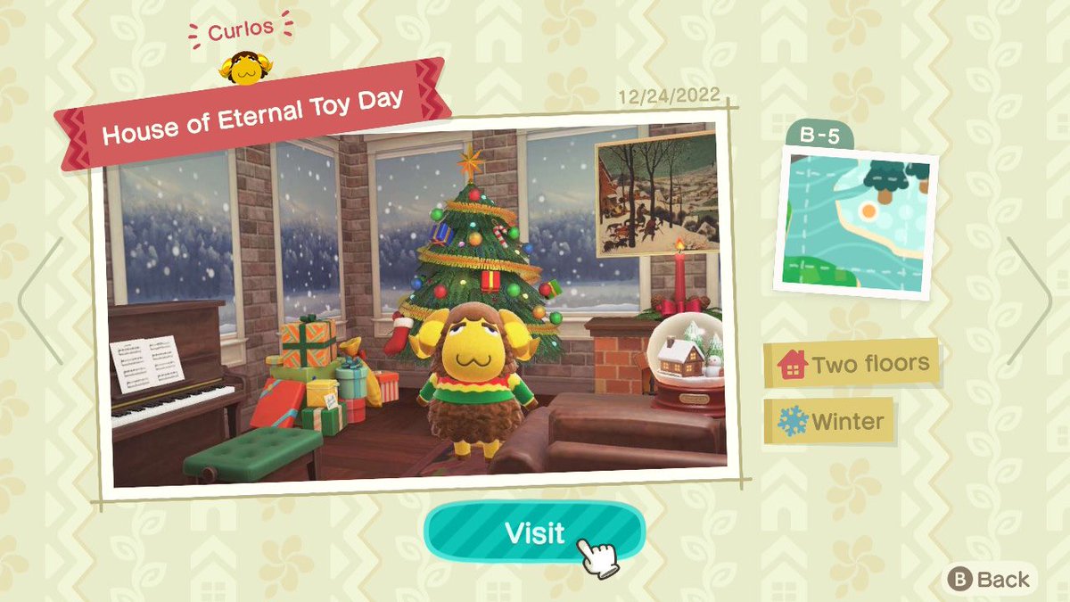 GearardBondoc's tweet photo. 15 days before Christmas, time to revisit Curlos's vacation home: House of Eternal Toy Day. Looking so jolly at the HHP during Christmas!
#AnimalCrossing #ACNH #HappyHomeParadise #Christmas #ToyDay #NintendoSwitch https://t.co/ASWHkLmC4e