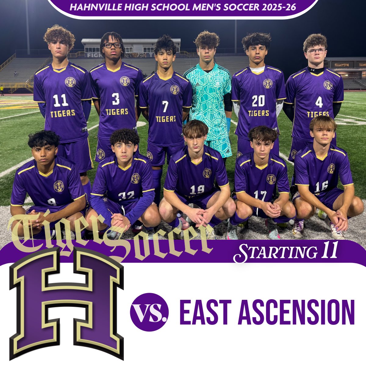 Starting group vs. East Ascension. 
Let’s Geaux Boys! 🐅 ⚽️