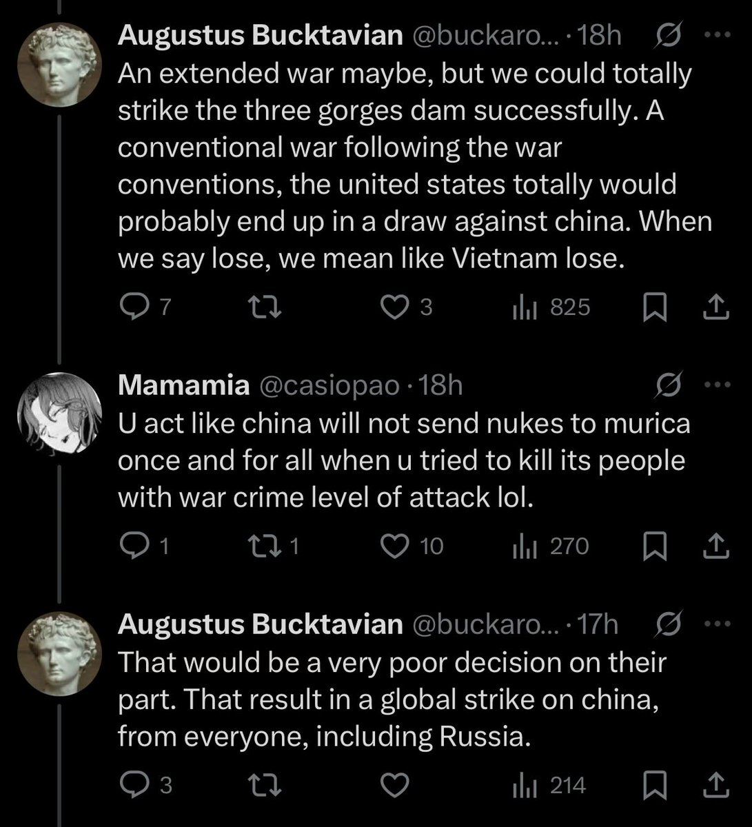 ロシアは、3GD後の中国の報復核攻撃に対して、中国を攻撃することはないだろう。我々は、それを黙って見過ごすか、あるいは（可能性は低いが、ゲンシュタブの4Dの考え方次第だが）機会を捉えてNATOの現地拠点に核兵器を数発投下する可能性が非常に高