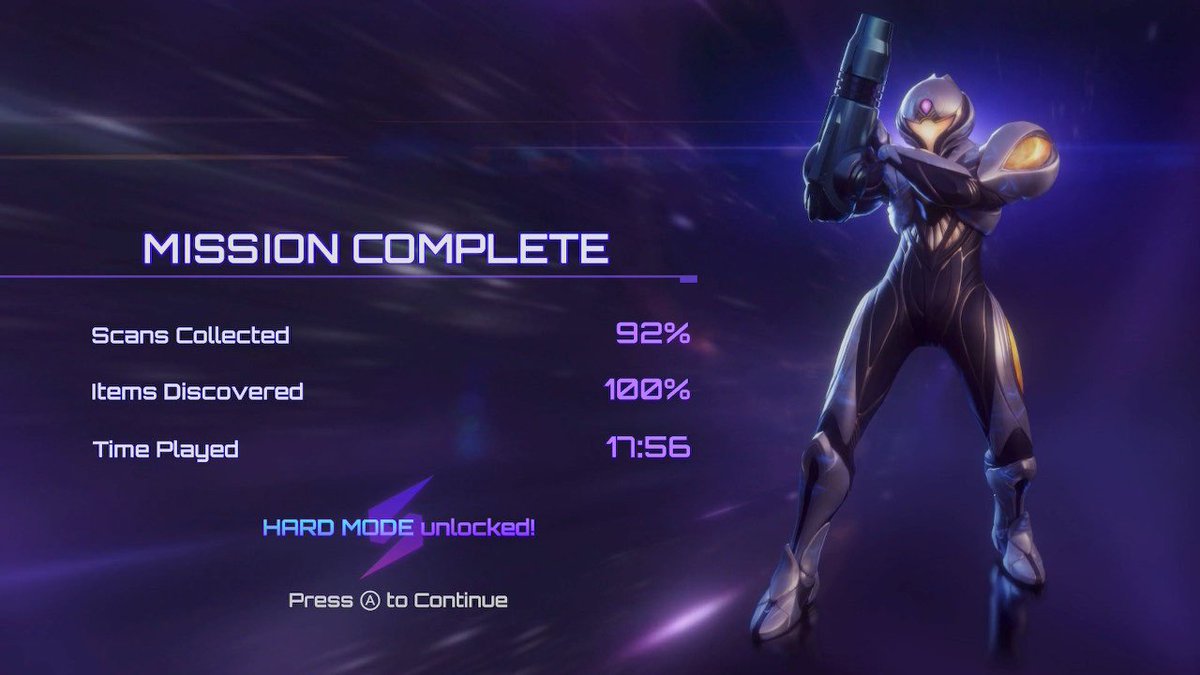 Finished #MetroidPrime4 , its fun but flawed too much dialogue and I didn't like the main cast and while I didn't mind it I don't want another game with big map like Sol Valley. That being said it was fun enough for me to get 100% which I didn't do for any of the other games. 🤷‍♂️