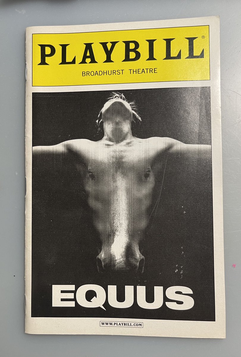 Yosh25's tweet photo. While digging through some old boxes, I found the old Equus playbill!  I didn’t realize Anna Camp was in this! https://t.co/caJTSay88C