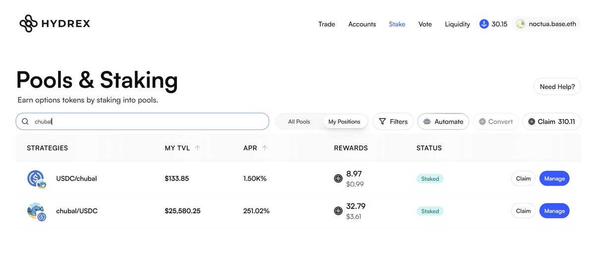 WilderStubbs's tweet image. ALL #CHUBAL $CHUBAL HOLDERS LFG!!!

hydrex.fi/?anchorRef=0x4…
Set 0x47607a0c48E8202A9Bab1c95df01bF5ea0ECB9F7 as the ref addy. 

Stake and bake those rewards for 2years. Make a flex account so you can FLEX ON EM for 2 years. @HydrexFi style. 

Provide Single Sided Staking LP meaning…