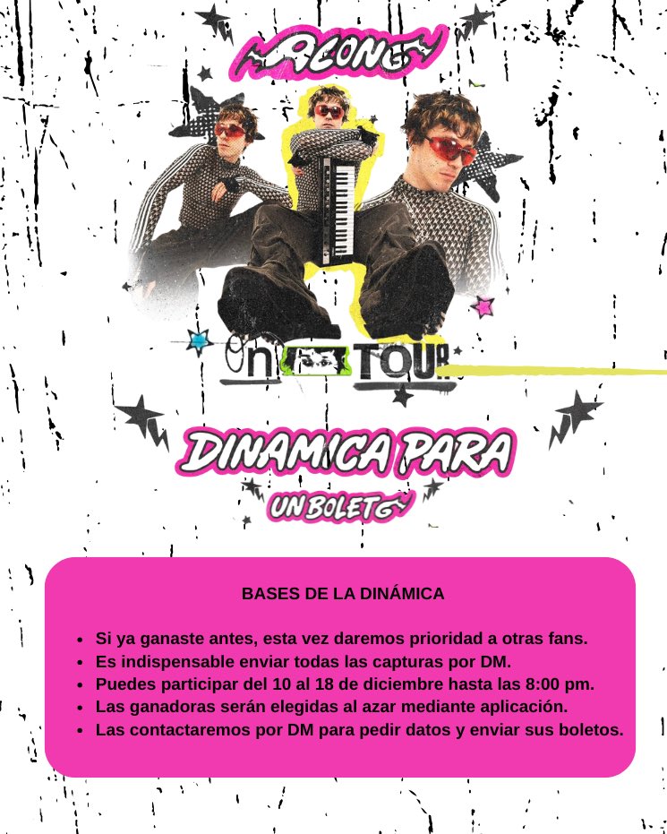 CrewAlongersmx's tweet photo. 💥🎉 ALONGERS ¡ATENCIÓN! 🎉💥
Tenemos DINÁMICA para el show de ALONG 💜🎤
Si tu favorito es ALONG y aún no tienes boleto para verlo este 20 de diciembre en el Foro La Paz, ¡esta es tu oportunidad! 😱🙌

DINAMICA en nuestro Instagram: https://t.co/XtbTHzt1if https://t.co/wBbytNK2zC