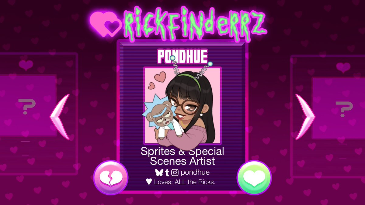 Meet Pondhue, one of our sprites/special scenes artists! Please send them all the love!

bsky/tumblr/insta @ pondhue

♡♡♡♡♡♡♡

(Flier by rickle.guy!)
#RICKFINDERRZ #RICKFINDERRZTeam