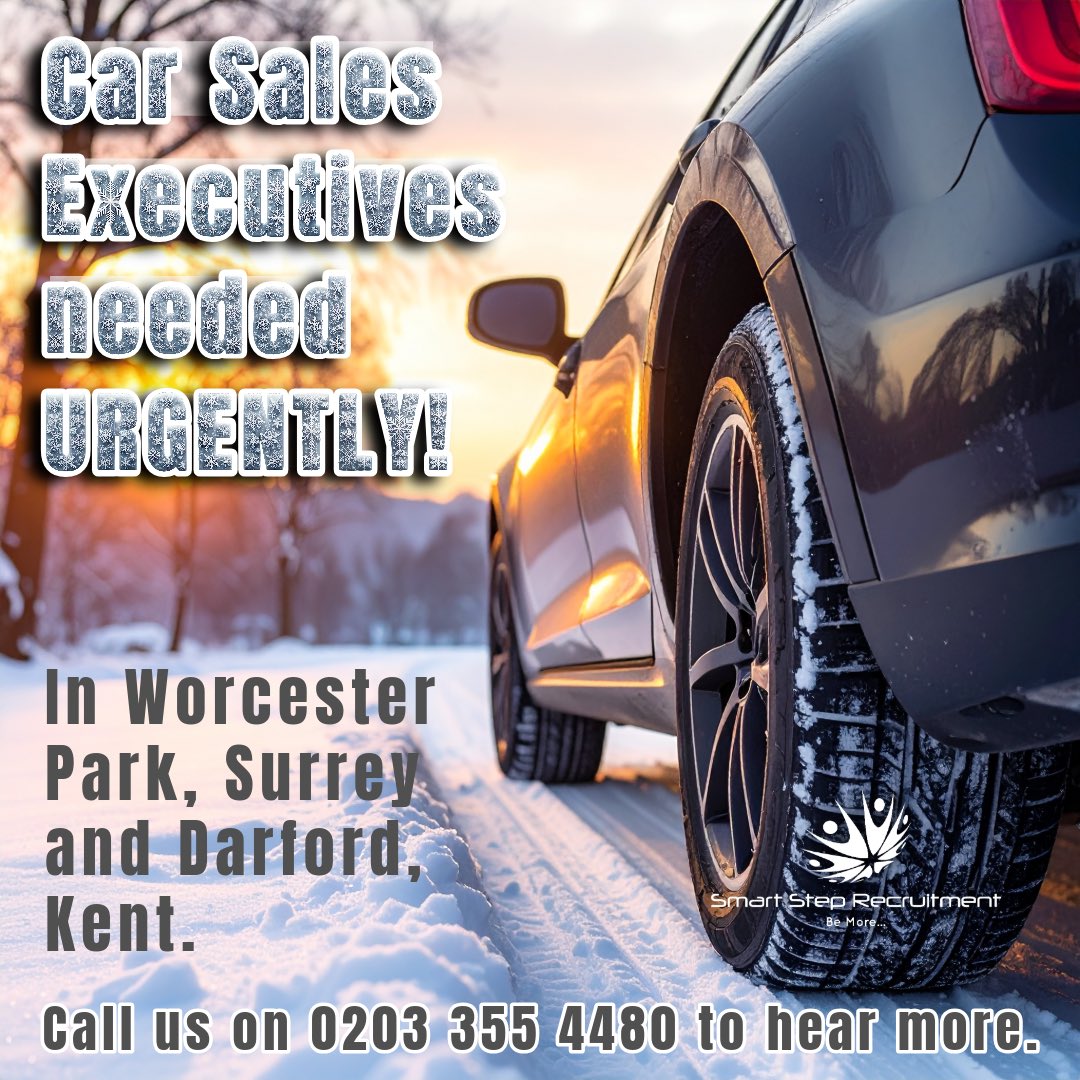 🚘 🅧➋ 🅒🅐🅡 🅢🅐🅛🅔🅢 🅔🅧🅔🅒🅤🅣🅘🅥🅔🅢 🚘

📍x1 in Dartford, Kent
📍x1 in Worcester Park, Surrey

NB. Must hold a clean Manual UK Driving Licence -with no more than 6 points. 0203 355 4480 

#smartsteprecruitment #salesexecutive #newandusedcarsales #jobs #careers
