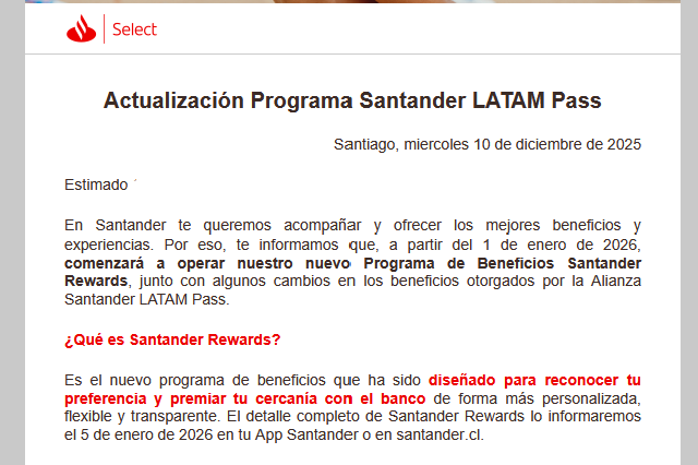 Oye, pero qué manera de pegarse un tiro en las patas, <a href="/santanderchile/">Banco Santander Chile</a> . Lo único que hacía razonable mantenerse en el banco era la tarjeta LATAM Pass y ahora resulta que no va a servir para nada pff
