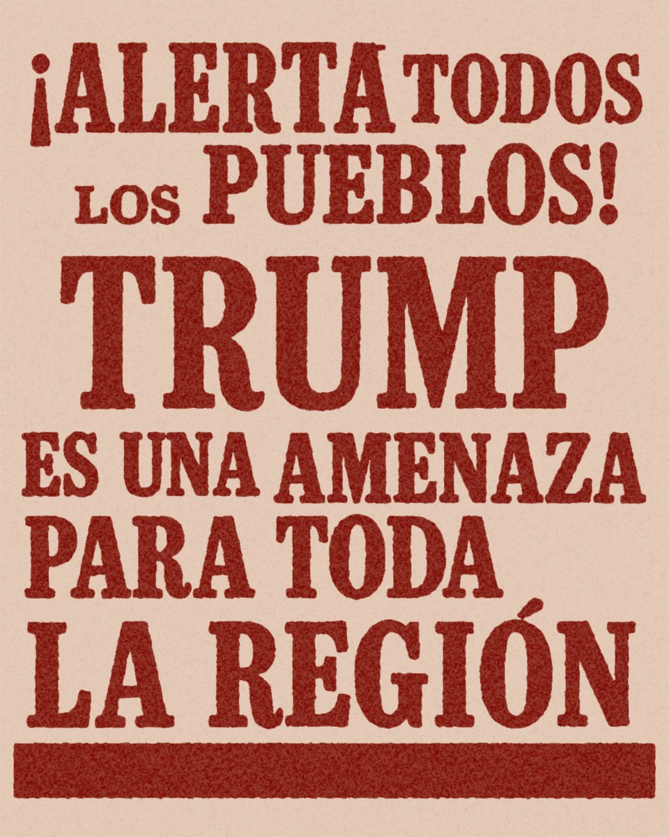Trump es una amenaza para toda Nuestra América.

La nueva doctrina de seguridad nacional es la misma doctrina Monroe, utilizada antes y ahora para agredir y saquear a los pueblos de la región.

Es momento de unidad, es momento de alerta y de acción internacionalista por la