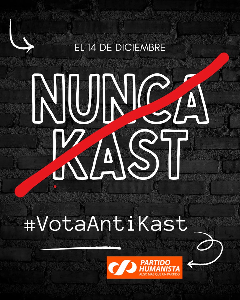 El <a href="/phumanista/">Partido Humanista</a> alerta sobre la amenaza antihumanista que representa Kast para Chile.
Su proyecto es autoritario, engañoso y un retroceso brutal en derechos, soberanía y democracia.
Este 14 de diciembre: #VotaAntiKast
partidohumanista.cl/un-no-electora…