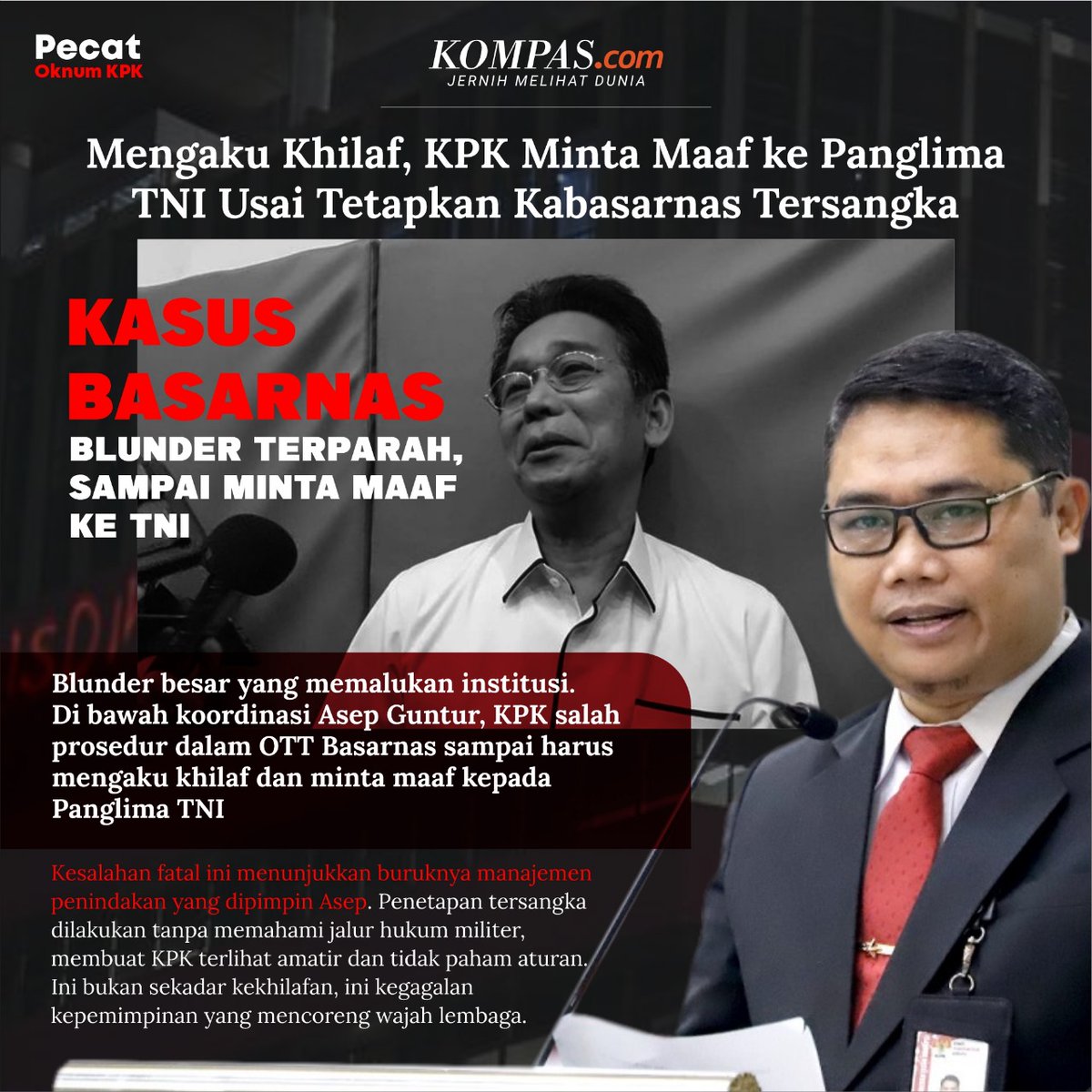 KPK juga pernah minta maaf ke Panglima TNI, usai tetapkan kabasarnas tersangka 
Ini keteledoran siapa, pecat oknum KPK yang 'nakal'
#DukungHakLinda