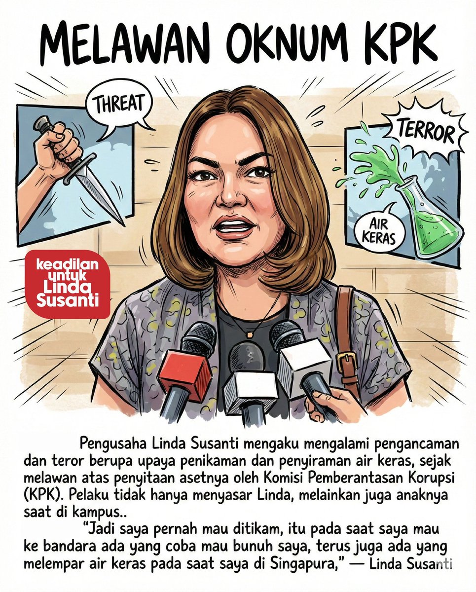 Linda membutuhkan kejelasan dan keadilan. Jika asetnya bermasalah karena ulah oknum, maka langkah perbaikan yang paling fundamental adalah Pecat Oknum KPK yang bertindak sewenang-wenang. #DukungHakLinda