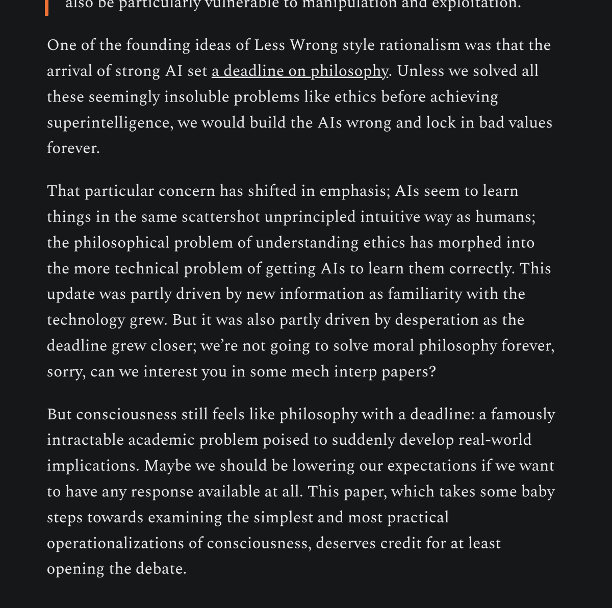 Is consciousness really philosophy with a deadline? 

.