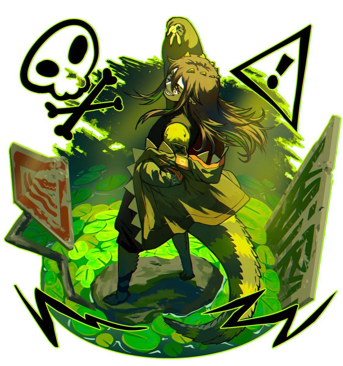 I had the pleasure of leading the charge on BGs for this!! Shoutouts to our whole lil boutique team, esp in bg with the amazing @ArtByBeaver🦋 on color scripts and <a href="/Lexivine/">✨Maya✨</a> pinch hitting some last shots!!🙏 CONGRATS ON DEBUT KAIRYU 🐊🐊🐊 her design is too fun i had to do fanart