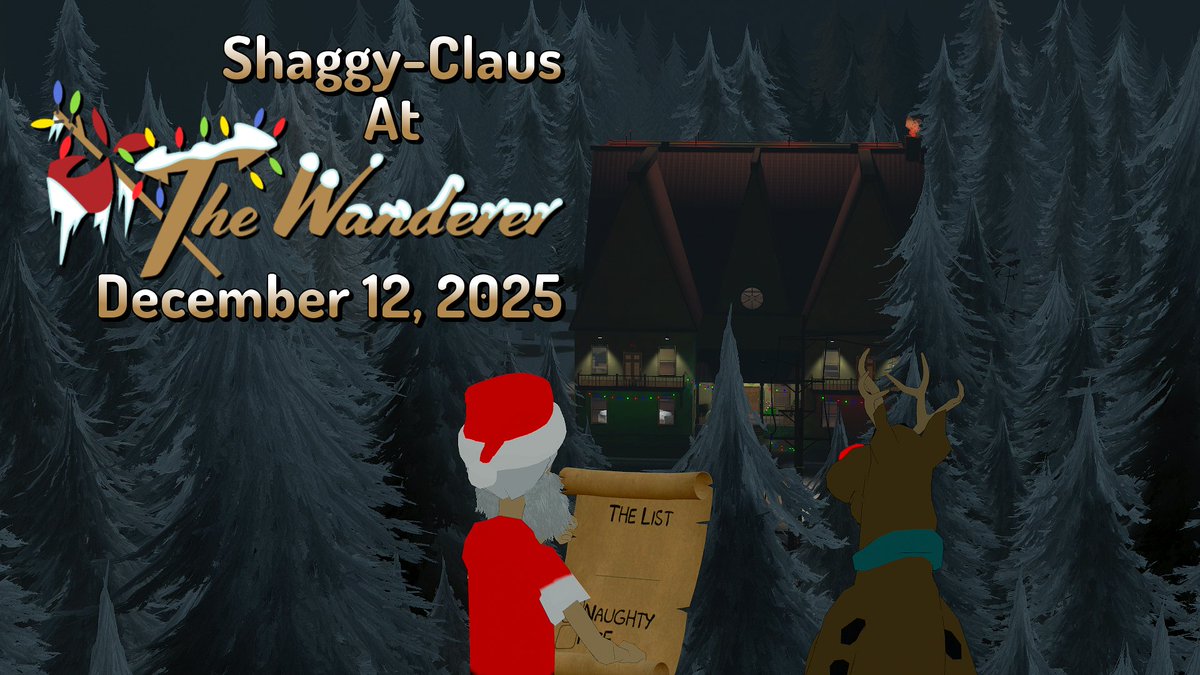 sameethan1's tweet photo. Taking names and checking the list, that's what Shaggy-Claus will be doing this Friday!
Come tell him what you'd like for the Holiday!
All during @wildclaw101's bartending stream! (Link below)

#VRChat #Shaggy #ShaggyClaus #TheWanderer #VRCBartending #VRCEvent #Santa #VRC #Zoinks https://t.co/sC6yUsTAMY